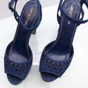 Sergio Rossi Blue Suede Platform Heels sz  40